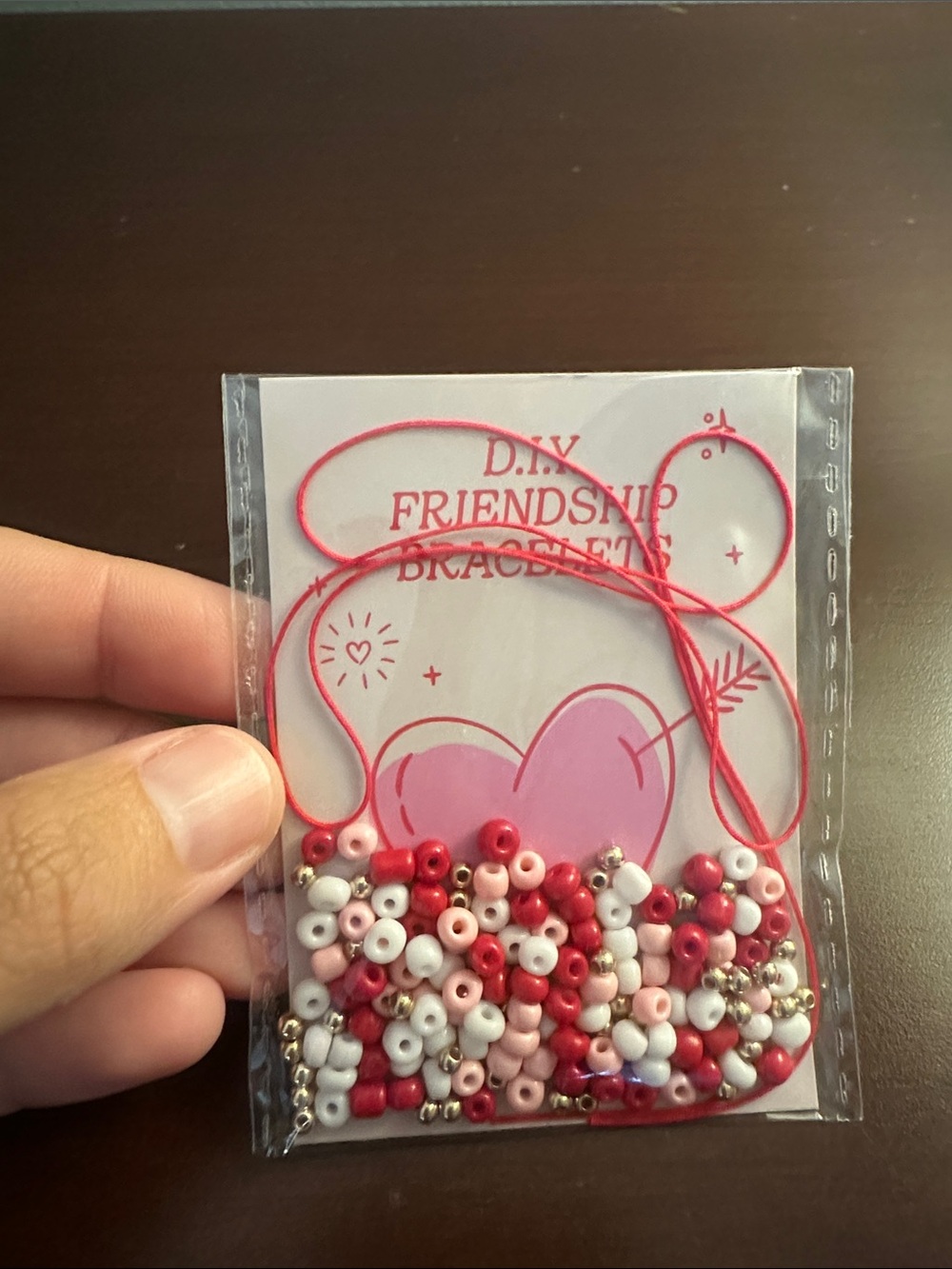 DIY Friendship Bracelet Kit — Pink & Red Beads